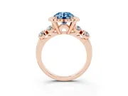 Round Floral Engagement Ring Setting for a Fancy Blue Lab-Grown Diamond | Petal Frame | Rose Gold