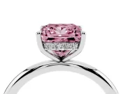 Princess Cut Hidden Halo Ring Setting for a Fancy Pink Lab-Grown Diamond | White Gold