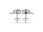 Pear-Shaped Lab-Grown Diamond Bar Stud Earrings | Micro Pavé Line | Sterling Silver