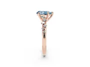 Fancy Blue Pear Cut Diamond Solitaire Vine Band Ring Set in Rose gold with Round Accents and Prong Setting