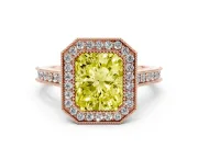 Radiant Cut Vintage Milgrain Halo Engagement Ring Setting for a Fancy Yellow Lab-Grown Diamond | Bezel Head | Rose Gold