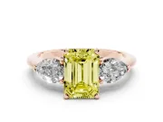 Emerald Cut 3-Stone Engagement Ring Setting for a Fancy Yellow Lab-Grown Diamond | Rose Gold