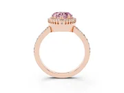 Heart-Shaped Vintage Halo Pavé Engagement Ring Setting for a Fancy Pink Lab-Grown Diamond | Milgrain Border | Rose Gold