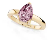 Pear-Shaped Solitaire Engagement Ring Setting for a Fancy Pink Lab-Grown Diamond | Flat Tab Prongs | Yellow Gold