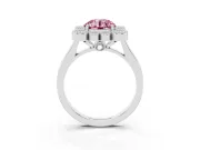 Round Milgrain Cluster Halo Engagement Ring Setting for a Fancy Pink Lab-Grown Diamond | Plain Band | Platinum