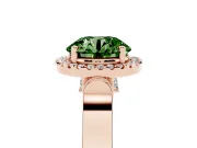 Round Pavé Halo Engagement Ring Setting for a Fancy Green Lab-Grown Diamond | Rose Gold