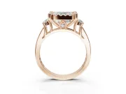Asscher Cut Halo Side Cluster Engagement Ring Setting | Graduated Channel Band | Rose Gold