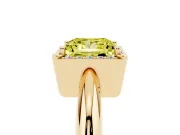 Fancy Yellow Princess Cut Diamond Halo Engagement Ring Set in Yellow gold with Plain Split Shank and Prong Setting