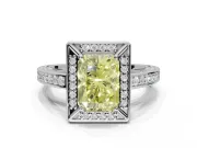 Radiant Cut Sectioned Halo Engagement Ring Setting for a Fancy Yellow Lab-Grown Diamond | Sterling Silver