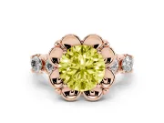 Round Floral Engagement Ring Setting for a Fancy Yellow Lab-Grown Diamond | Petal Frame | Rose Gold