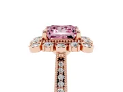 Princess Cut Scalloped Halo Engagement Ring Setting for a Fancy Pink Lab-Grown Diamond | Milgrain Edges | Rose Gold