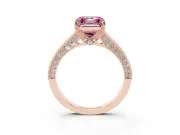 Asscher Cut Hidden Halo Engagement Ring Setting for a Fancy Pink Lab-Grown Diamond | Milgrain Pave | Rose Gold