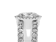 Oval Cut Diamond Halo Ring Set in Silver with Pavé Split Shank and Prong Setting