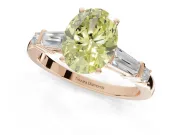 Oval Tapered Baguette Engagement Ring Setting for a Fancy Yellow Lab-Grown Diamond | Rose Gold