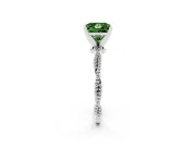 Fancy Green Princess Cut Diamond Solitaire Ring Set in Platinum with Twisted Band and Bead Prong Setting