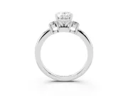 Oval Three Stone Engagement Ring Setting | Round Side Stones | Sterling Silver