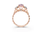 Fancy Pink Marquise Cut Diamond Three-Stone Ring Set in Rose gold with Braided Band