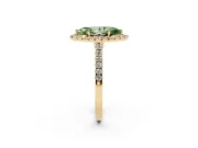 Marquise Halo Engagement Ring Setting for a Fancy Green Lab-Grown Diamond | Pave Shoulders | Yellow Gold