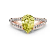 Pear-Shaped Graduated Split Shank Engagement Ring Setting for a Fancy Yellow Lab-Grown Diamond | Rose Gold