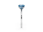 Fancy Blue Radiant Cut Diamond Solitaire Engagement Ring Set in White gold with Thin Band and Prong Setting