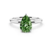 Pear-Shaped Hidden Halo Engagement Ring Setting for a Fancy Green Lab-Grown Diamond | Plain Band | White Gold