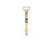 Radiant Cut Diamond Engagement Ring Set in Yellow gold with Side Stone Accents and Prong Setting