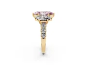 Marquise Three Stone Engagement Ring Setting for a Fancy Pink Lab-Grown Diamond | Accented Shoulders | Yellow Gold