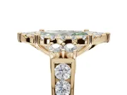 Marquise Halo Engagement Ring Setting for a Fancy Green Lab-Grown Diamond | Graduated Channel Band | Yellow Gold