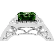Asscher Cut Halo Engagement Ring Setting for a Fancy Green Lab-Grown Diamond | Channel-Set Split Shank | Platinum