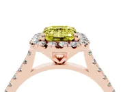 Emerald Cut Halo Engagement Ring Setting for a Fancy Yellow Lab-Grown Diamond | Tapered Band | Rose Gold
