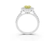 Fancy Yellow Oval Cut Diamond Milgrain Floral Halo Engagement Ring Set in Silver with Pavé Band