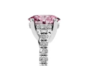Oval Hidden Halo Engagement Ring Setting for a Fancy Pink Lab-Grown Diamond | Claw Prongs | Platinum