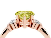 Fancy Yellow Three-Stone Heart Cut Diamond Channel Set Ring Set in Rose gold with Bar Prongs