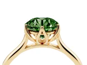 Round Cathedral Solitaire Engagement Ring Setting for a Fancy Green Lab-Grown Diamond | Tulip Gallery | Yellow Gold