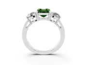 Asscher Cut Three Stone Engagement Ring Setting for a Fancy Green Lab-Grown Diamond | Wide Plain Band | Platinum