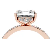 Asscher Cut Diamond Pavé Band Ring Set in Rose gold with Prong-Set Center Stone