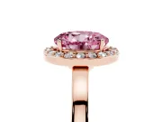 Round Thin Halo Engagement Ring Setting for a Fancy Pink Lab-Grown Diamond | Plain Band | Rose Gold