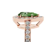 Fancy Green Pear Cut Diamond Halo Pavé Engagement Ring Set in Rose gold with Bezel Setting