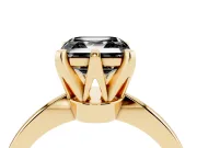Asscher Cut Tapered Solitaire Engagement Ring Setting for a Black Center | Yellow Gold
