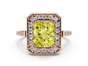 Radiant Cut Halo Engagement Ring Setting for a Fancy Yellow Lab-Grown Diamond | Polished Halo Rim | Rose Gold