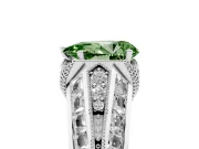 Fancy Green Pear Cut Diamond Vintage-Inspired Milgrain Ring Set in Silver with Accent Split Shank