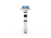 Radiant Cut Halo Engagement Ring Setting for a Fancy Blue Lab-Grown Diamond | Pavé Panel Shoulders | Sterling Silver