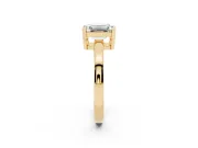 Emerald Cut Diamond Solitaire Ring Set in Yellow gold with Prong Head and Smooth Polished Band