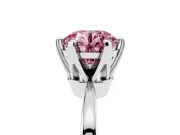 Fancy Pink Round Cut Diamond Solitaire Engagement Ring Set in White gold with Slim Tapered Solitaire Band