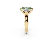 Fancy Green Three-Stone Marquise Cut Diamond Ring Set in Yellow gold with Matching Prong Settings and Plain Band