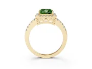 Fancy Green Princess Cut Diamond Pavé Band Halo Engagement Ring Set in Yellow gold with Prong Setting