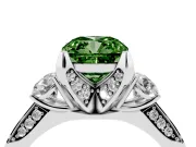 Cushion Cut Hidden Halo Three Stone Engagement Ring Setting for a Fancy Green Lab-Grown Diamond | White Gold