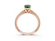 Emerald Cut Engraved Engagement Ring Setting for a Fancy Green Lab-Grown Diamond | Rose Gold