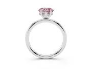Fancy Pink Heart Cut Diamond Solitaire Ring Set in Silver with Thin Band and Prong Setting