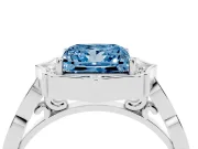 Princess Cut Scalloped Halo Engagement Ring Setting for a Fancy Blue Lab-Grown Diamond | Pave Band | Sterling Silver